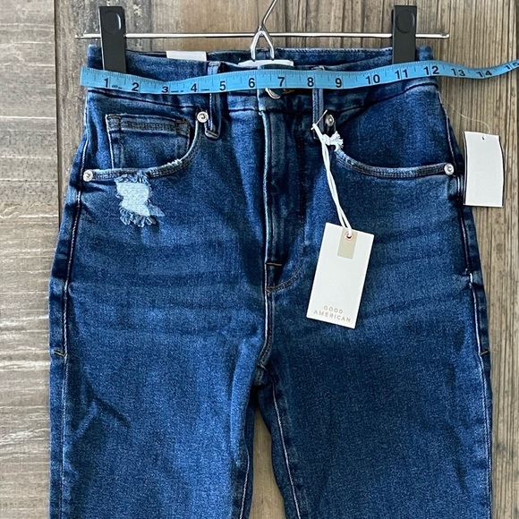 Good American Good Waist Distressed Ankle Skinny Jeans size 00 / 24 - Picture 13 of 13